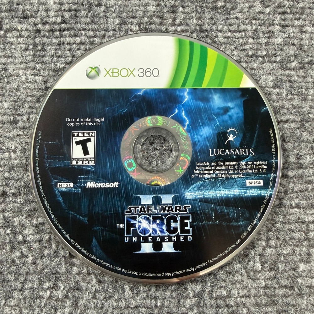 Star Wars The Force Unleashed II Xbox 360 Game Disc Only Action Sci-Fi
